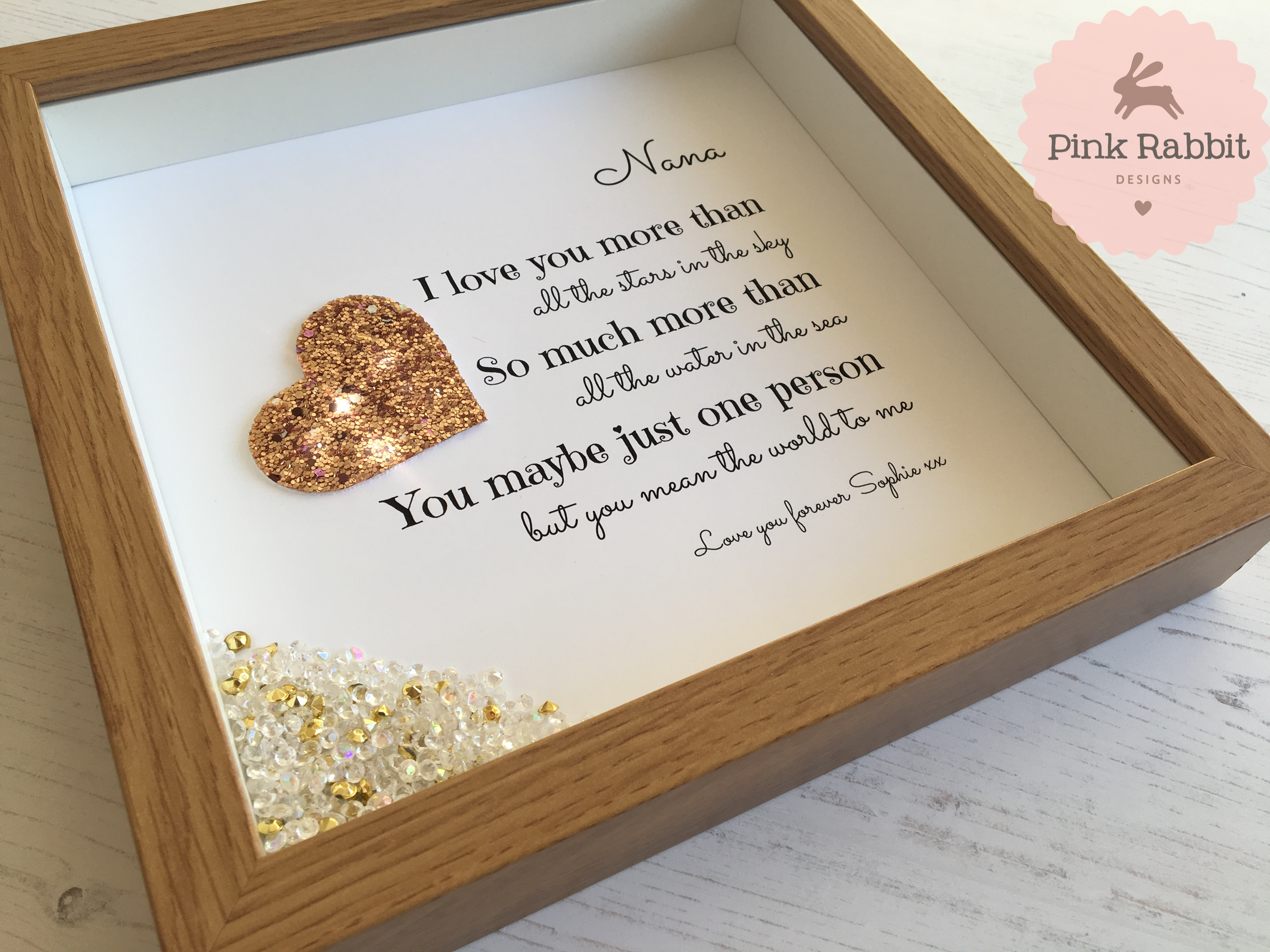 You Mean The World Personalised Frame Pink Rabbit Designs