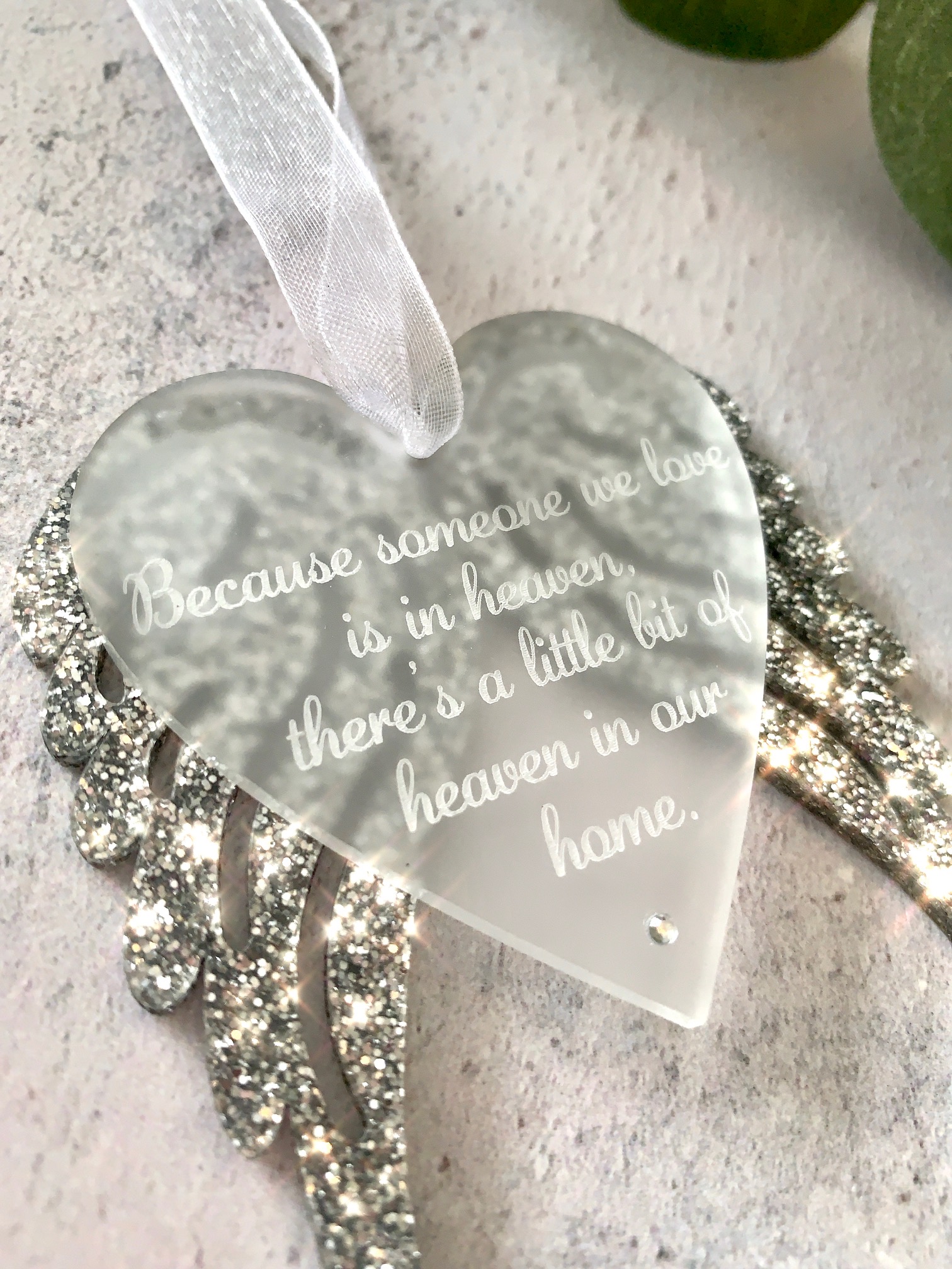 Because Someone We Love Is In Heaven Decoration - Silver Glitter £9.99 + Delivery