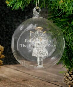 Diamante Personalised Baby Loss Glass Bauble | Pregnancy Loss Gift Bauble | Memorial Christmas Gift | Angel Baby Keepsake | Miscarriage Gift